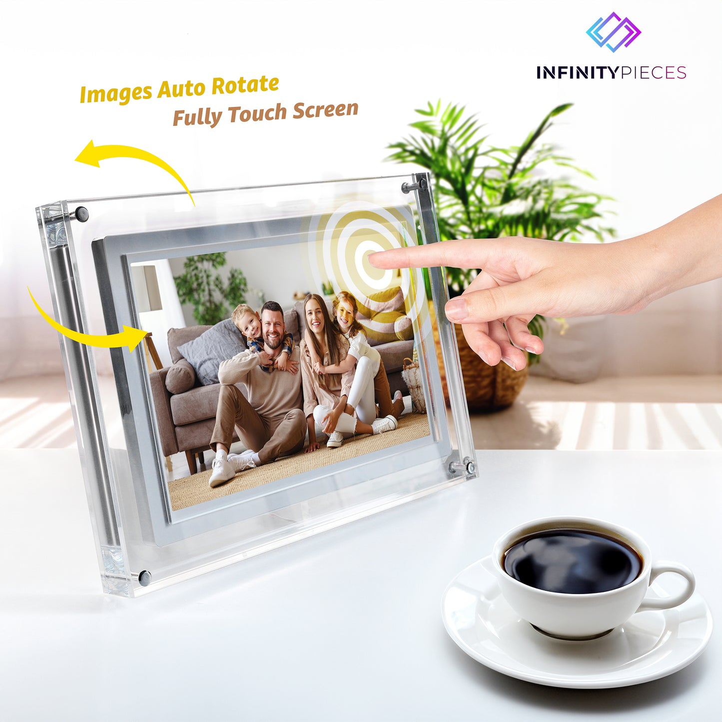 INFINITY PIECES Fandom Frame 10.1" WiFi LCD Digital Photo Frame, Acrylic, Upload photos directly from Phone Gallery
